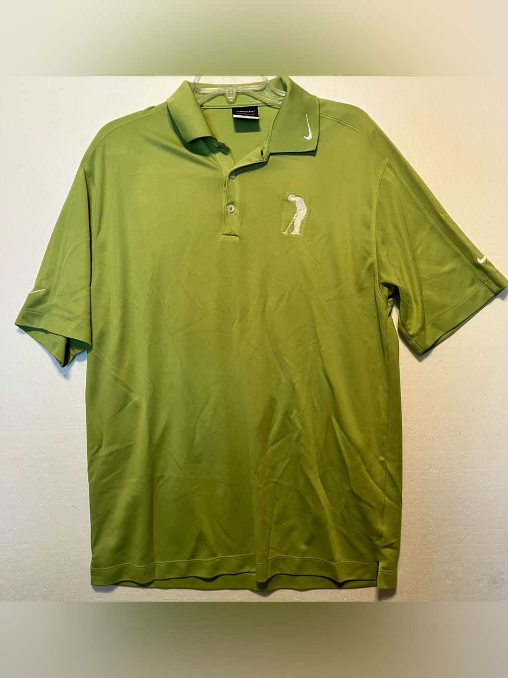 Nike Dri-Fit Green L Golf Polo with Golfer Emblem